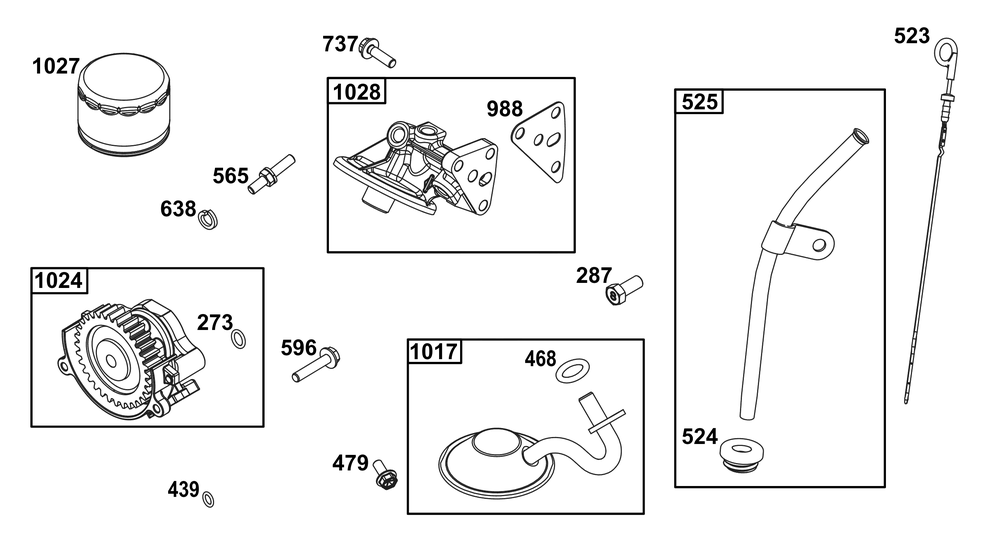 Lubrication Group Diagram and Parts List for 305447-0635-G1 200000 - 399999 Briggs and Stratton Engine